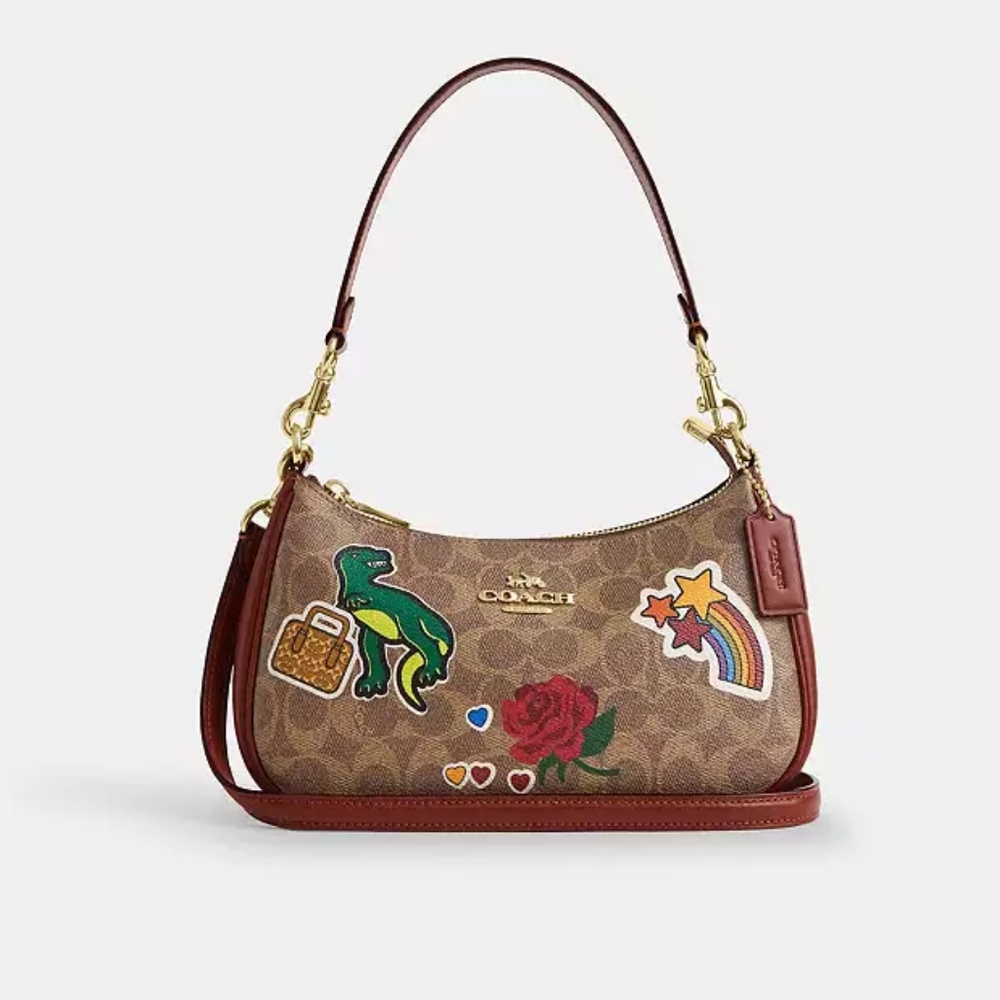 COACH-Teri Shoulder Bag In Signature Canvas With Sticker Print-CV939